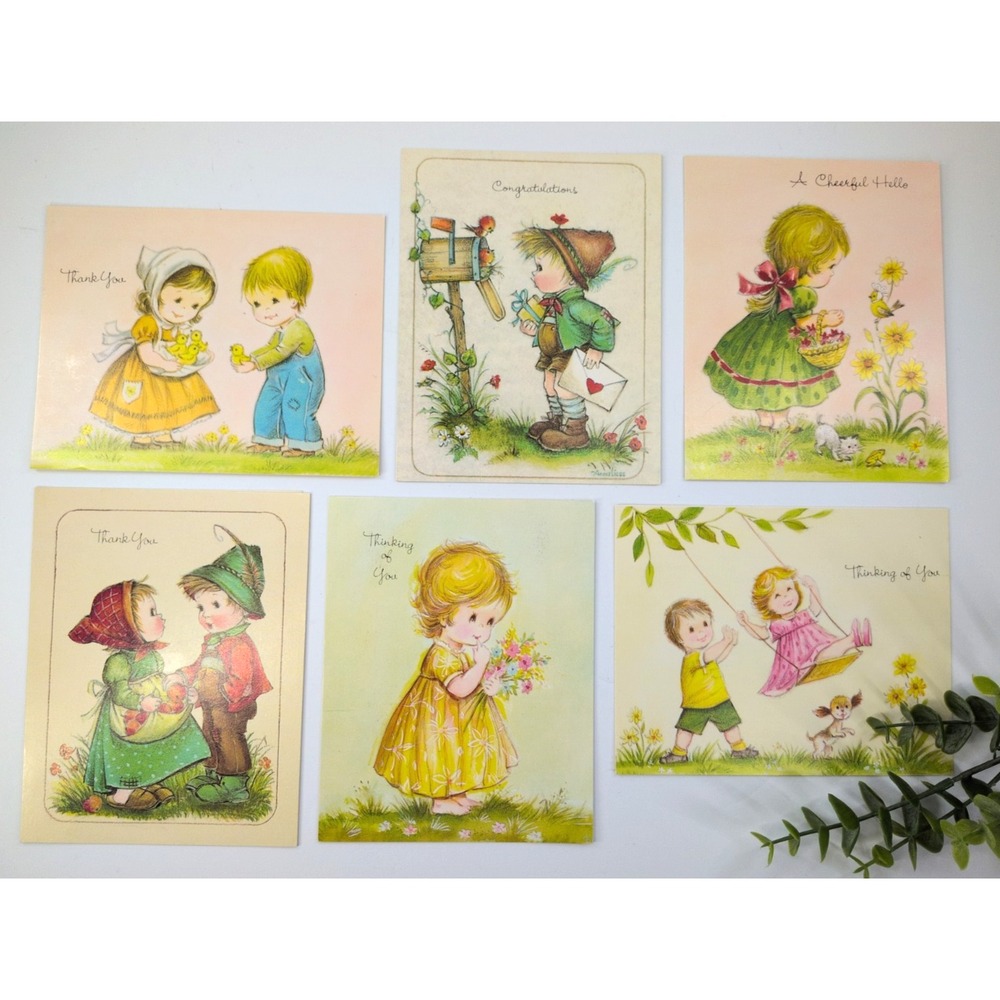1979-80 NEW LOT6🌿Vtg Little Friends Good Samaritan Greeting Cards Litho in USA